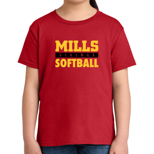 Mills Softball Youth Red Softstyle T Shirt Thumbnail