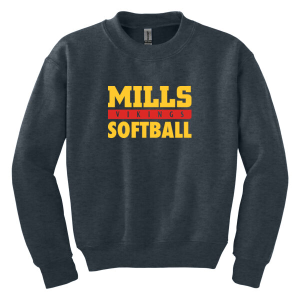 Mills Softball Youth D.Heather Heavy Blend Crewneck Sweatshirt Thumbnail