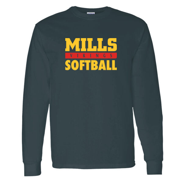 Mills Softball D.Heather Heavy Cotton 100% Cotton Long Sleeve T Shirt Selecte Thumbnail