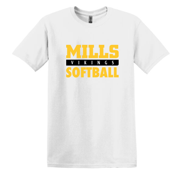 Mills Softball White Heavy Cotton 100% Cotton T Shirt Thumbnail