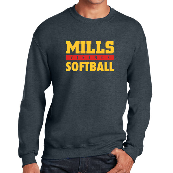 Mills Softball D.Heather Heavy Blend Crewneck Sweatshirt Thumbnail