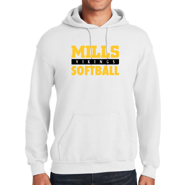 Mills Softball White Heavy Blend Hooded Sweatshirt Thumbnail