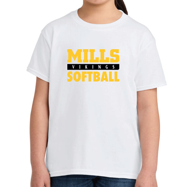 Mills Softball Youth White Softstyle T Shirt Thumbnail