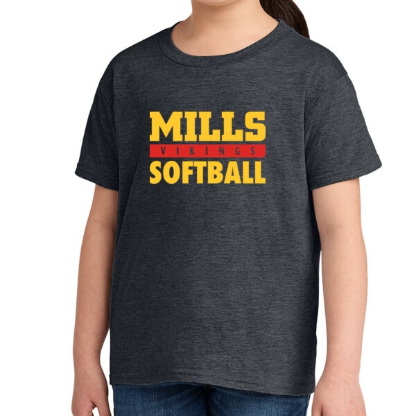 Mills Softball Youth D. Heather Softstyle T Shirt Thumbnail