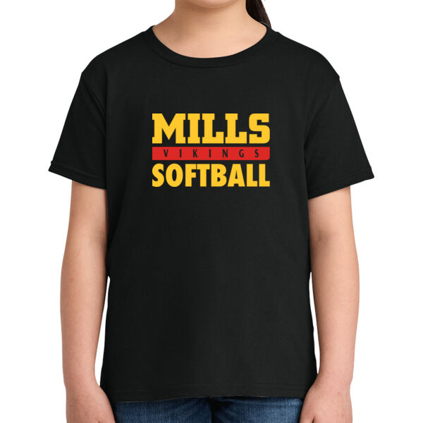 Mills Softball Youth Black Softstyle T Shirt Thumbnail