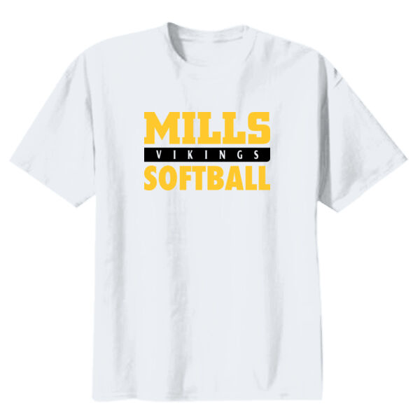 Mills Softball Youth White Heavy Cotton 100% Cotton T Shirt Thumbnail