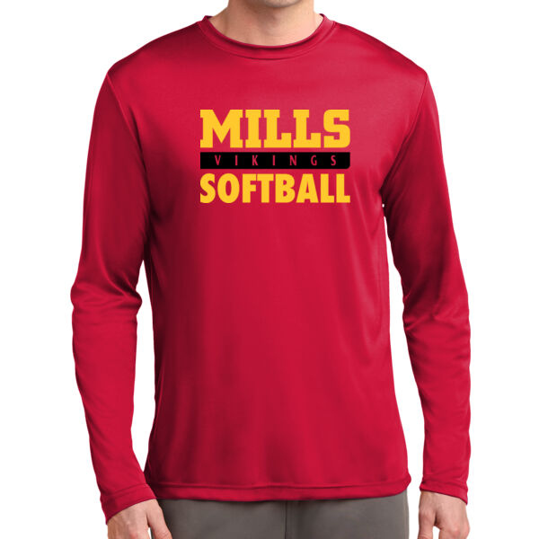 Mills Softball Long Sleeve Red PosiCharge Competitor Tee Thumbnail