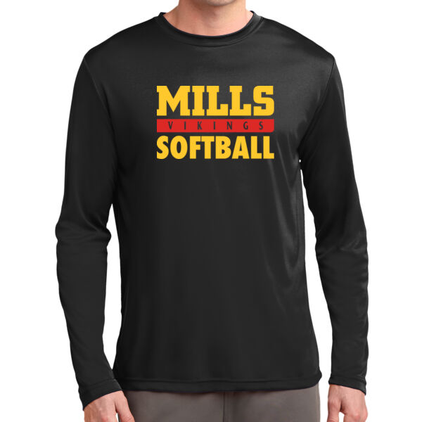 Mills Softball Long Sleeve Black PosiCharge Competitor Tee Thumbnail