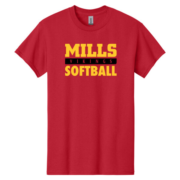 Mills Softball Red Heavy Cotton 100% Cotton T Shirt Thumbnail