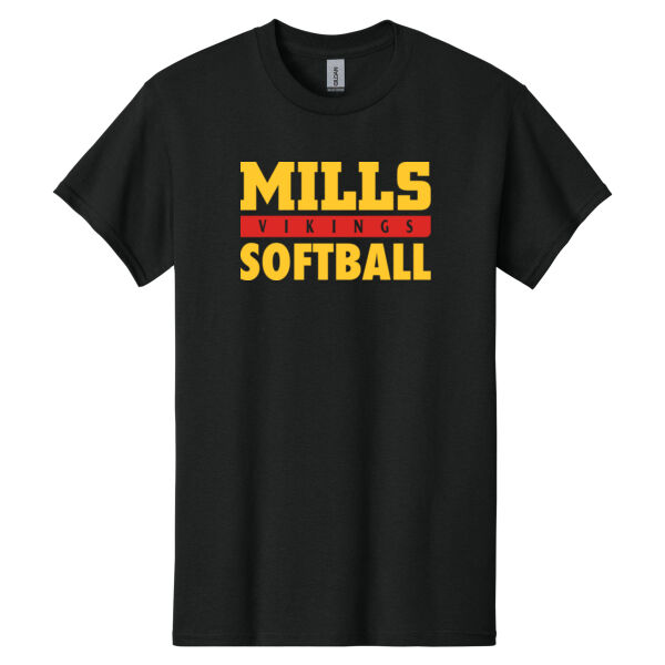 Mills Softball Black Heavy Cotton 100% Cotton T Shirt Thumbnail
