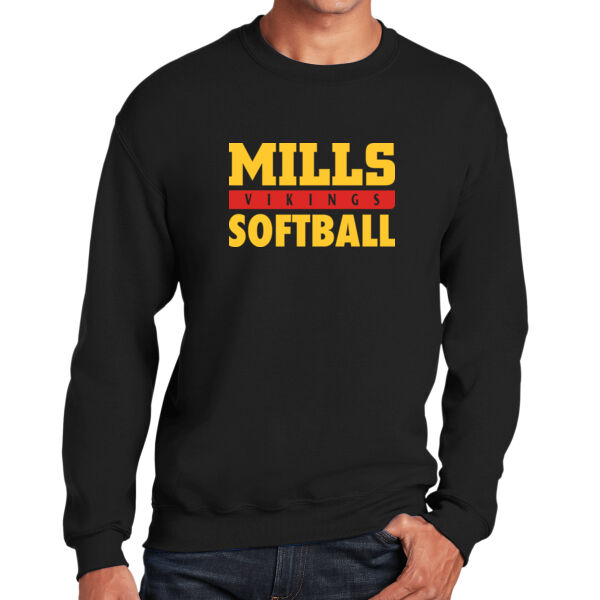 Mills Softball Black Heavy Blend Crewneck Sweatshirt Thumbnail
