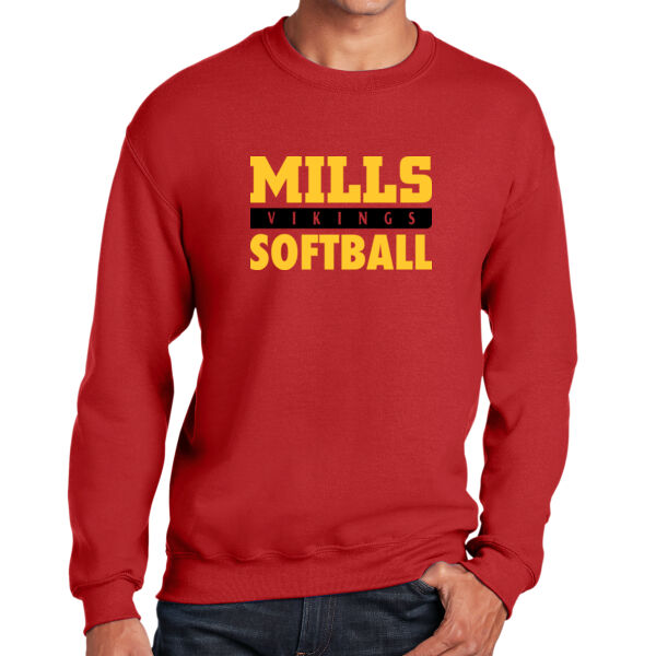 Mills Softball Red Heavy Blend Crewneck Sweatshirt Thumbnail