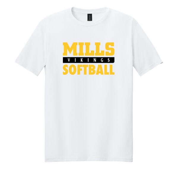 Mills Softball White Softstyle T Shirt Thumbnail