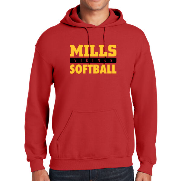 Mills Softball Red Heavy Blend Hooded Sweatshirt Thumbnail