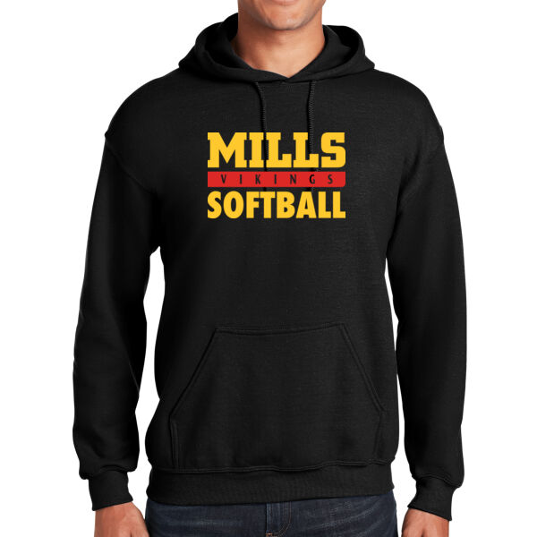 Mills Softball Black Heavy Blend Hooded Sweatshirt Thumbnail