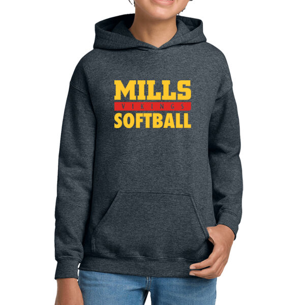 Mills Softball Youth D.Heather Heavy Blend Hooded Sweatshirt Thumbnail