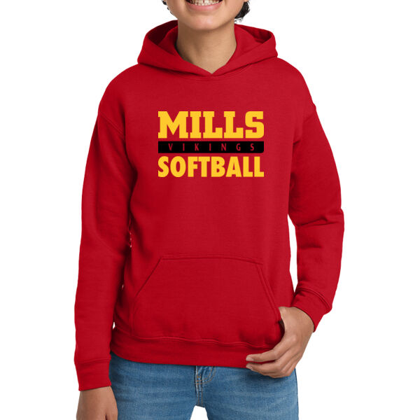 Mills Softball Youth Red Heavy Blend Hooded Sweatshirt Thumbnail
